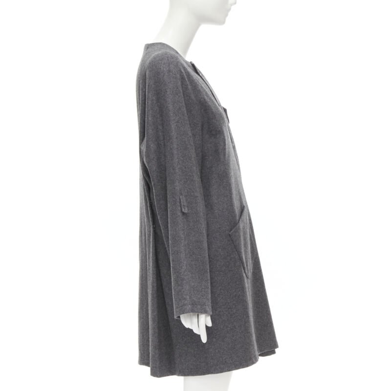 Miu Miu Grey Wool Button Coat - Side view