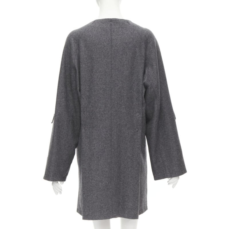 Miu Miu Grey Wool Button Coat - Detail 1