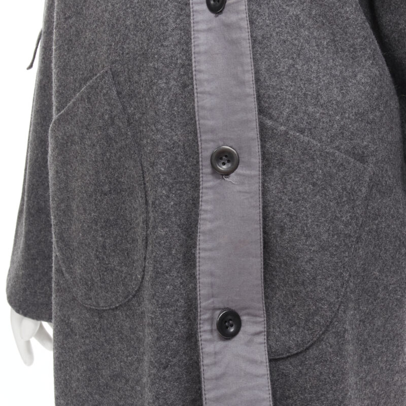 Miu Miu Grey Wool Button Coat - Image 10