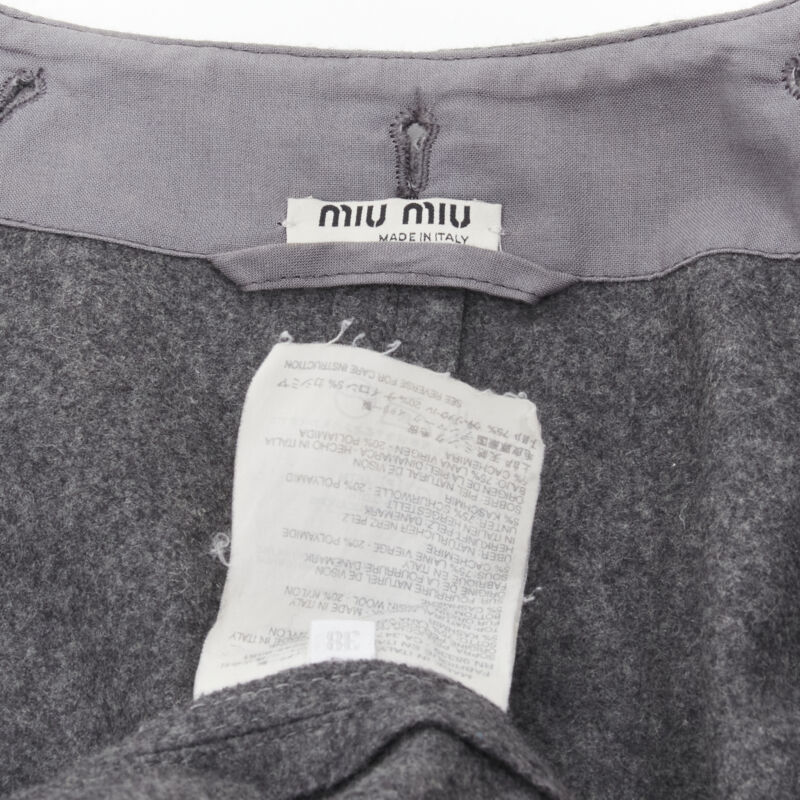 Miu Miu Grey Wool Button Coat - Image 13
