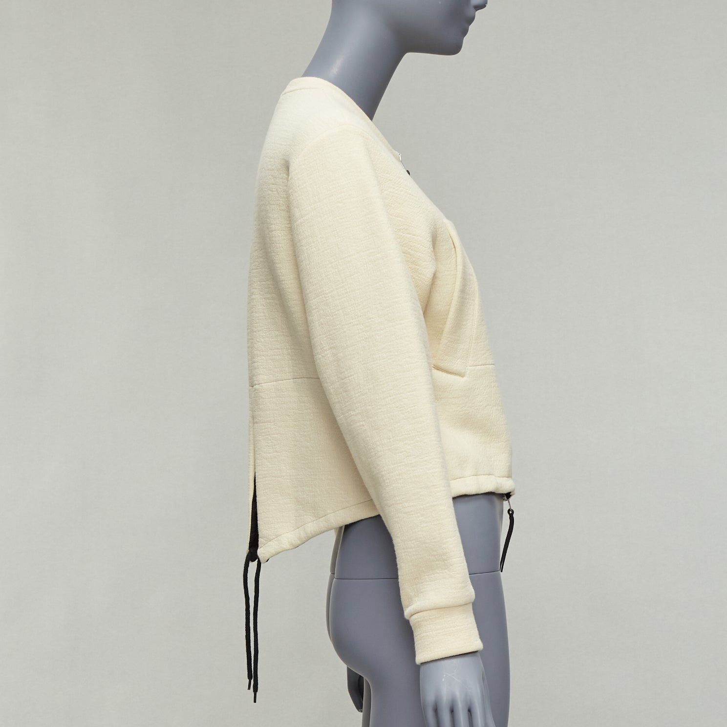 Marni Cream Cropped Bomber Jacket - Side view