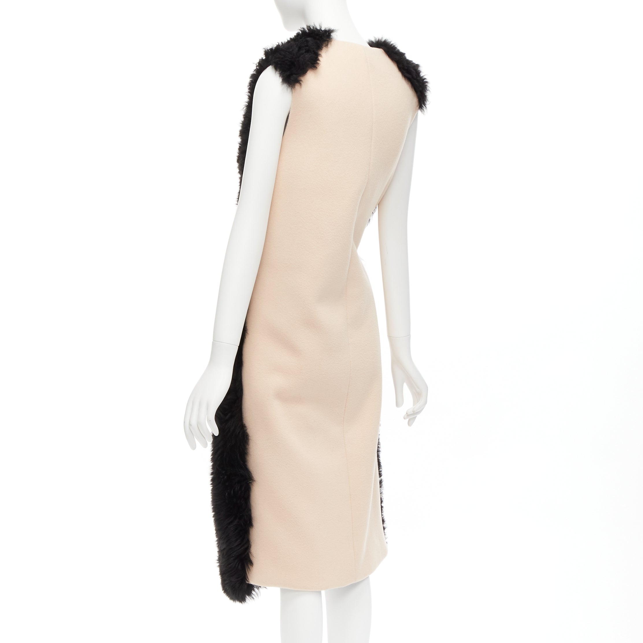 Marni Black Shearling Belted Coat - Side view