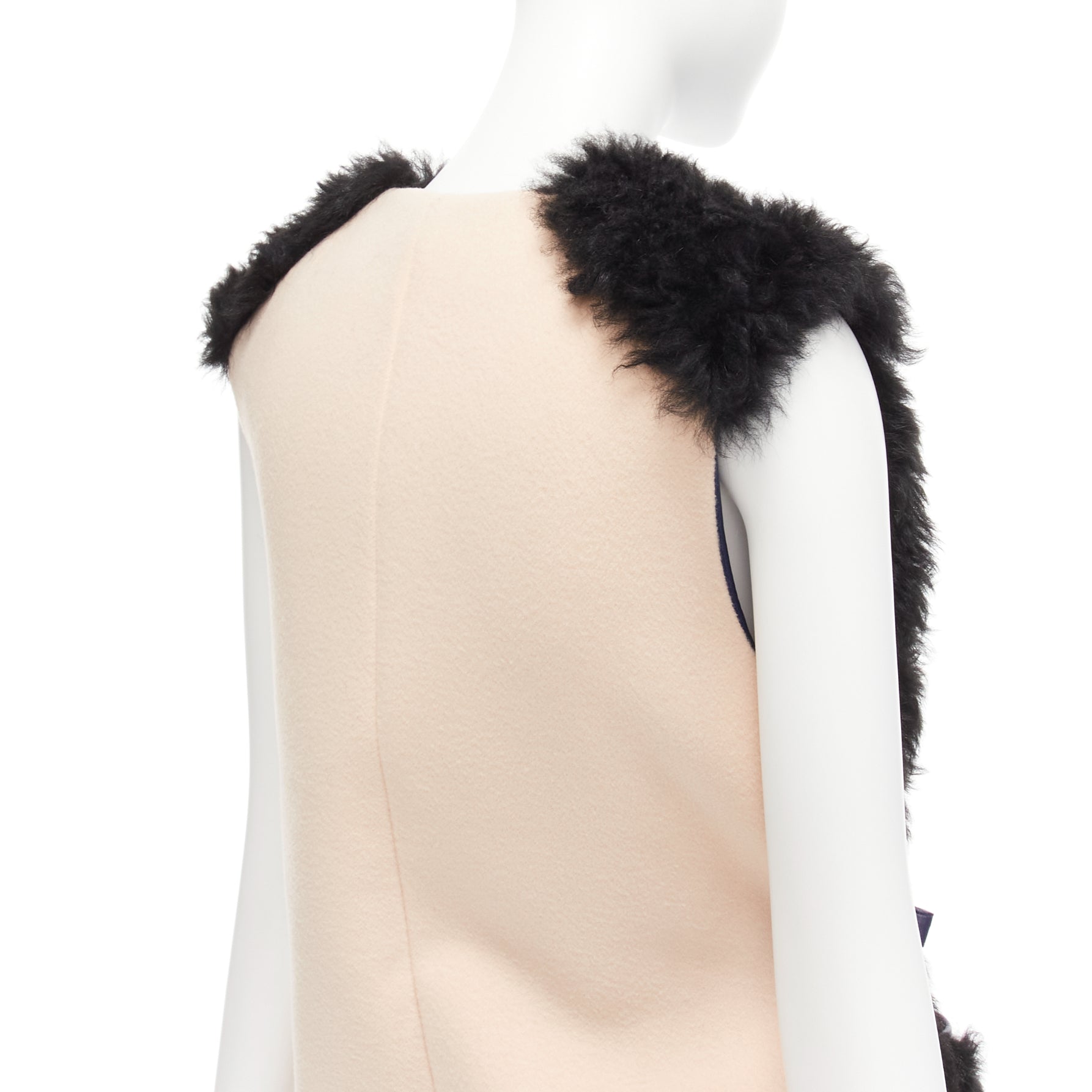Marni Black Shearling Belted Coat - Detail 2