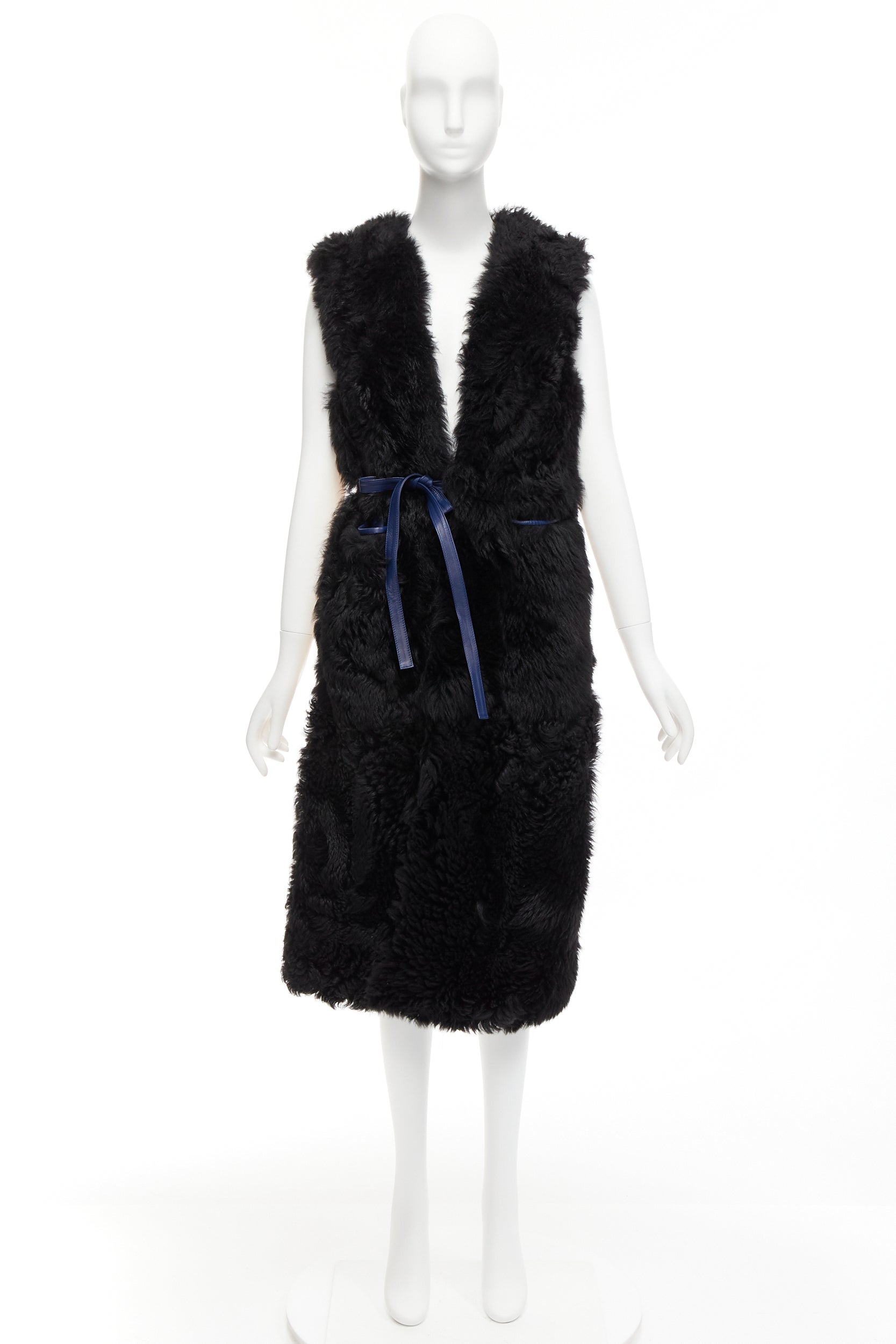 Marni Black Shearling Belted Coat - Image 11