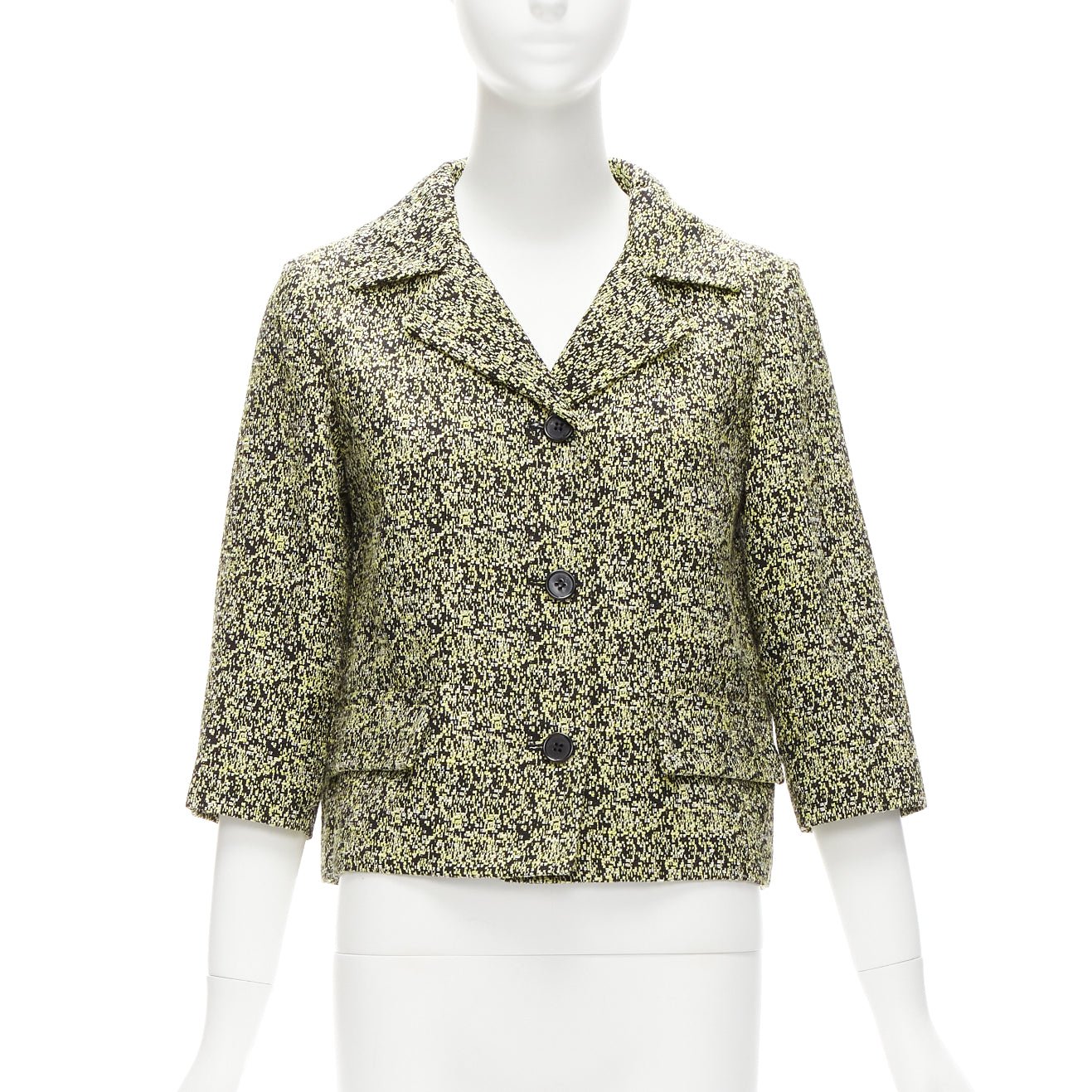 Marni Yellow Jacquard Cropped Jacket - Image 6