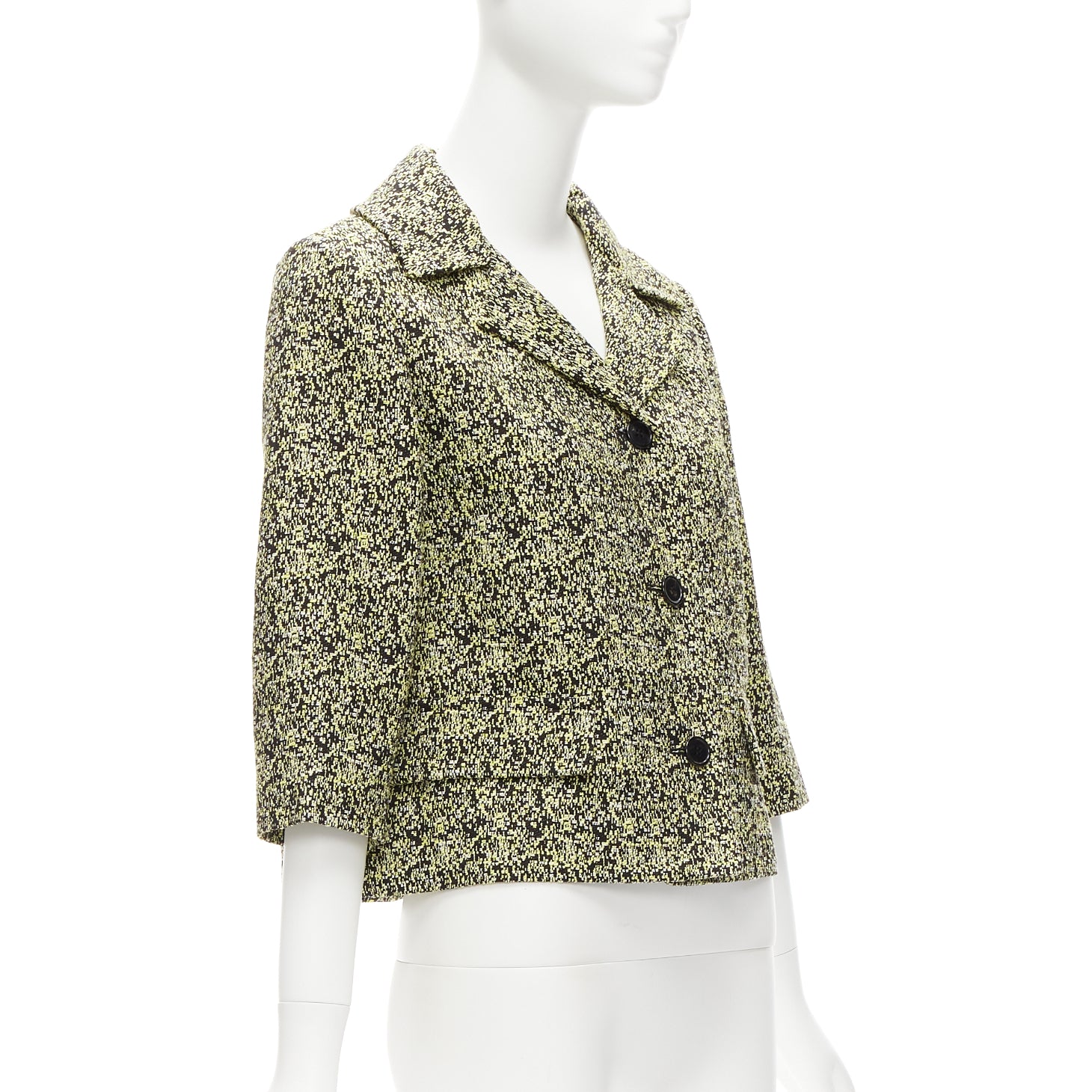 Marni Yellow Jacquard Cropped Jacket - 4