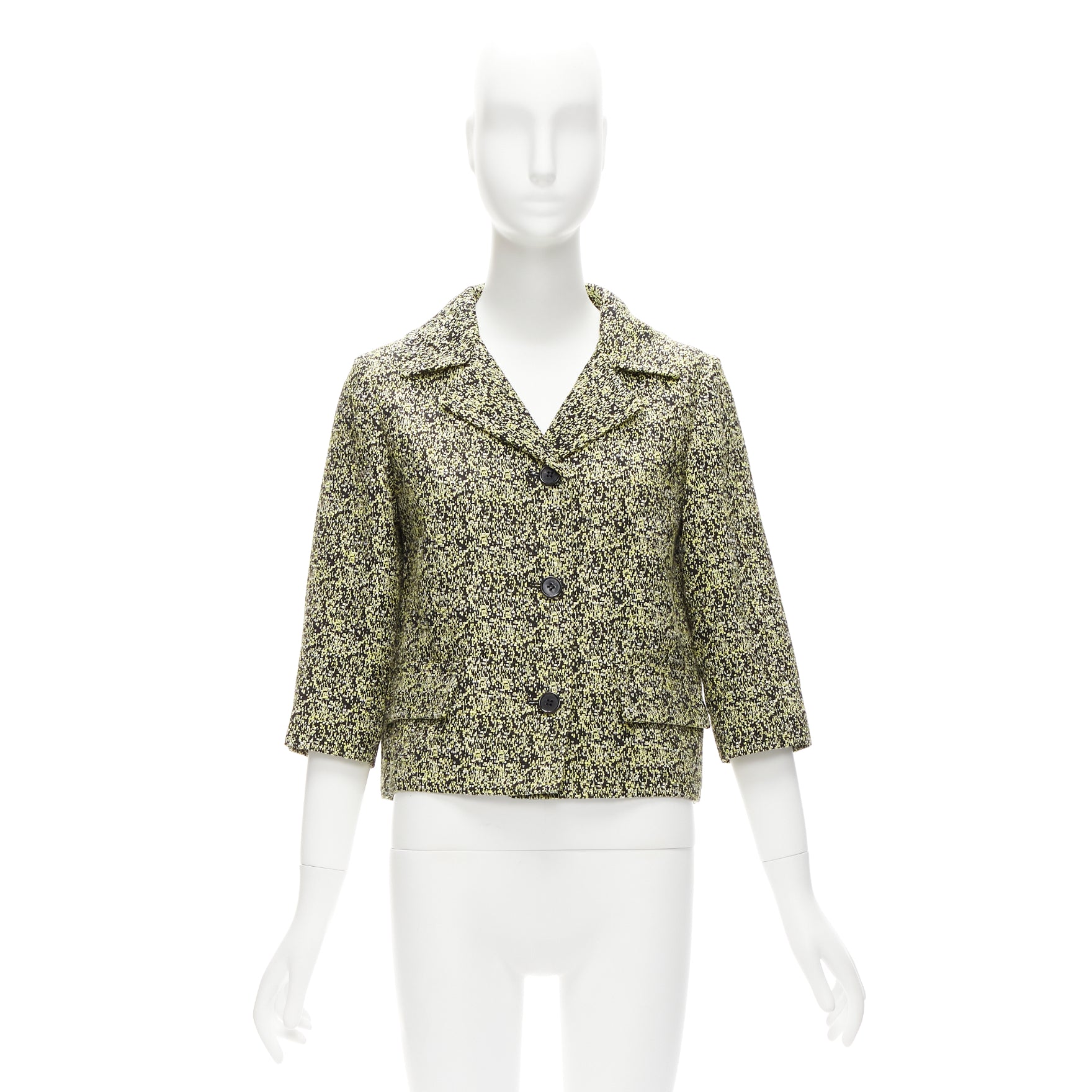 Marni Yellow Jacquard Cropped Jacket - Image 12