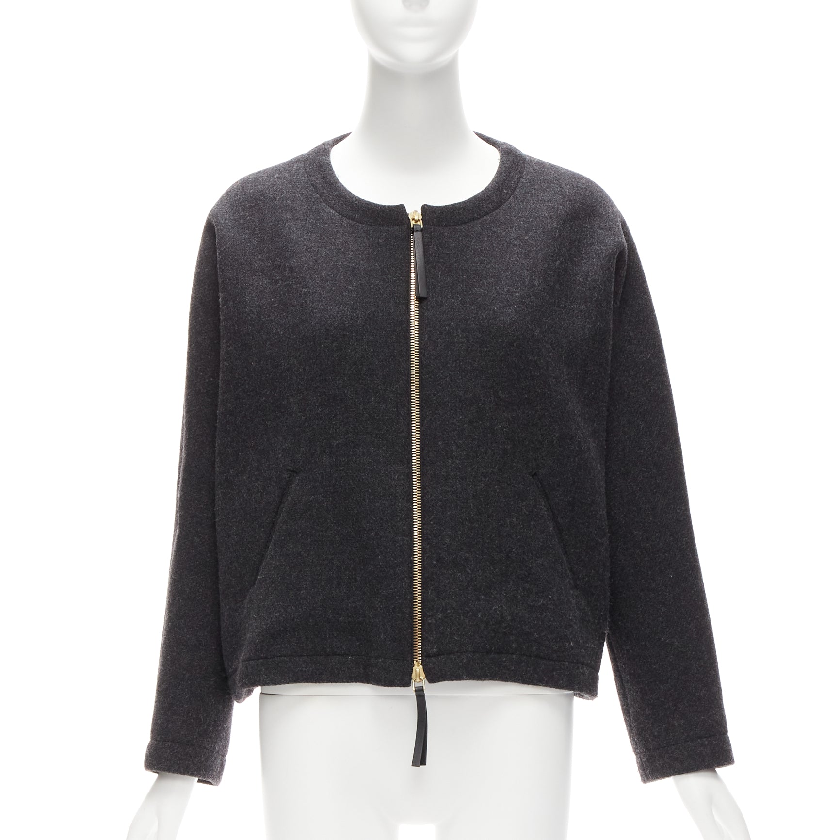 Marni Grey Leather Trapeze Jacket