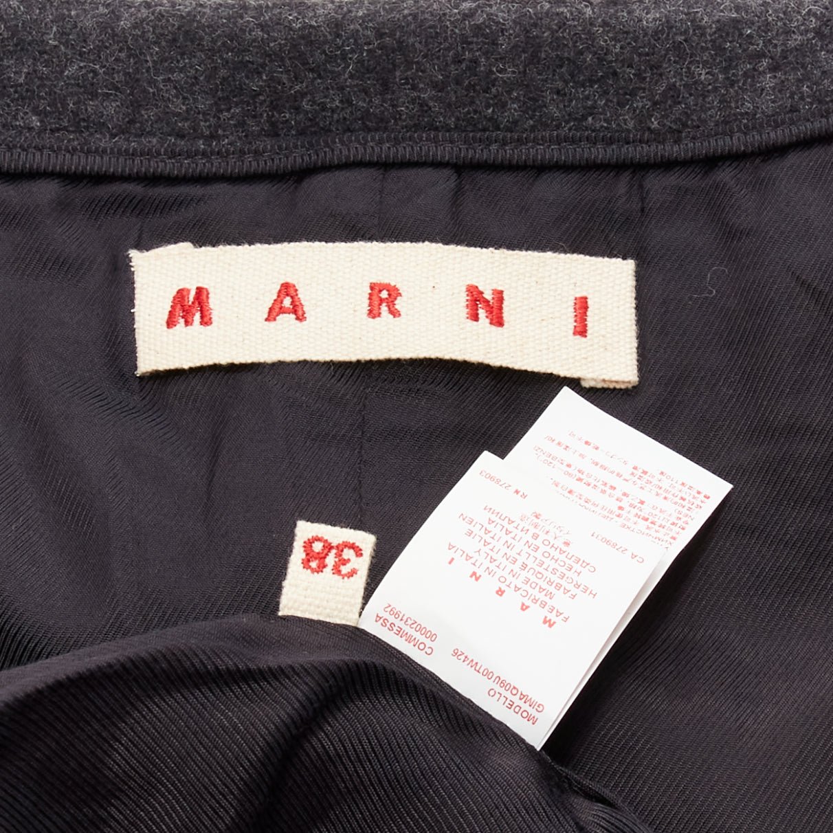 Marni Grey Leather Trapeze Jacket - Image 11