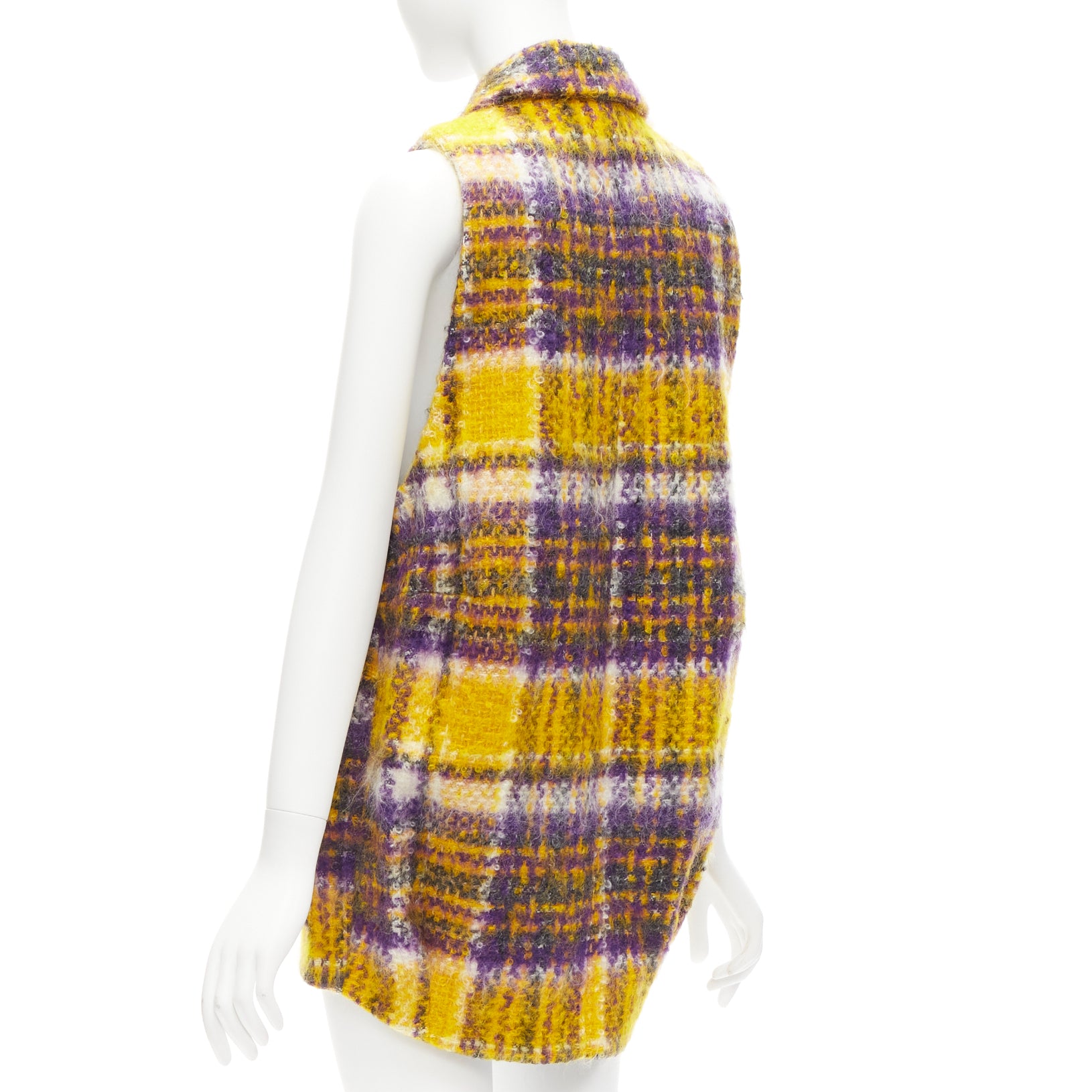 Marni Yellow Plaid Sleeveless Coat - Detail 1
