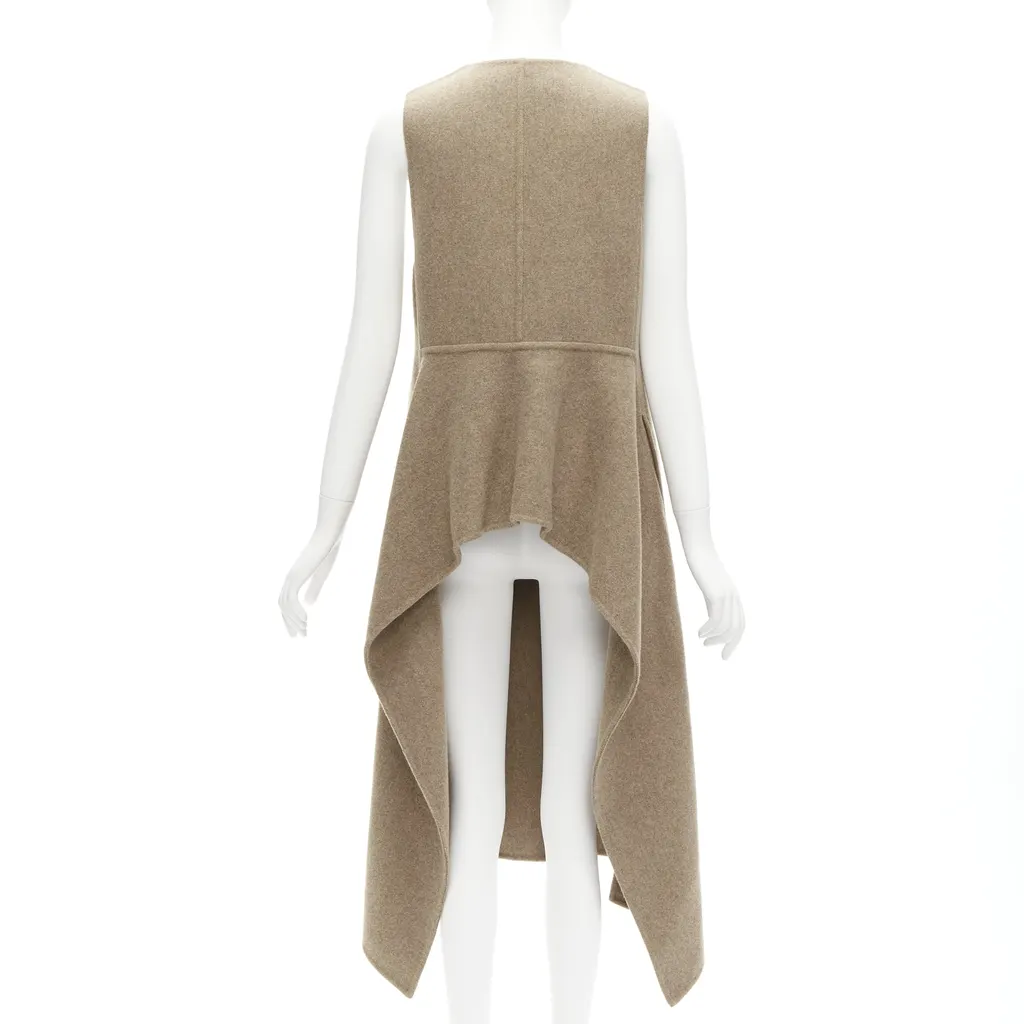 Marni Taupe High-Low Vest Coat Brown Wool Never worn - Front View