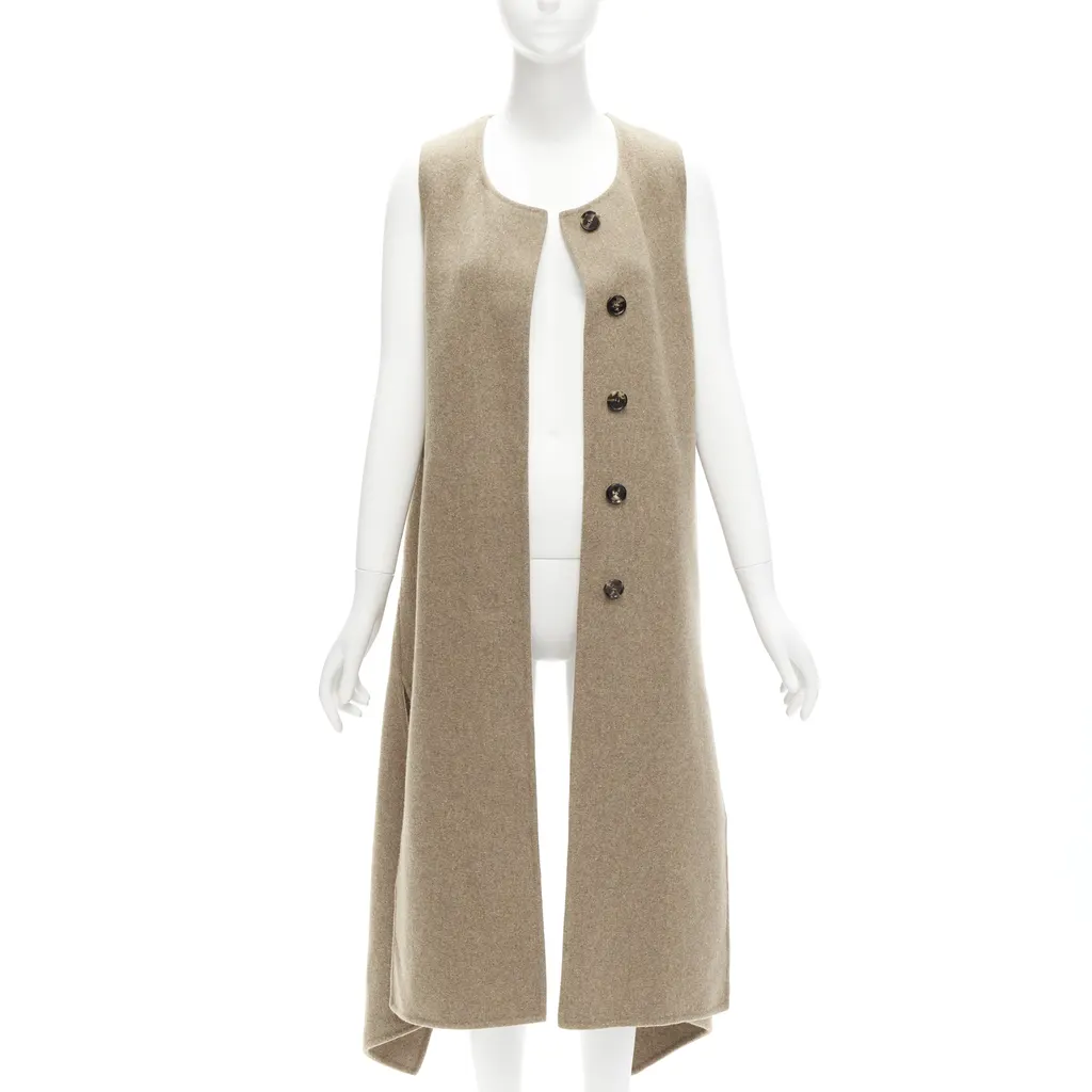 Marni Taupe High-Low Vest Coat Brown Wool Never worn - Back View