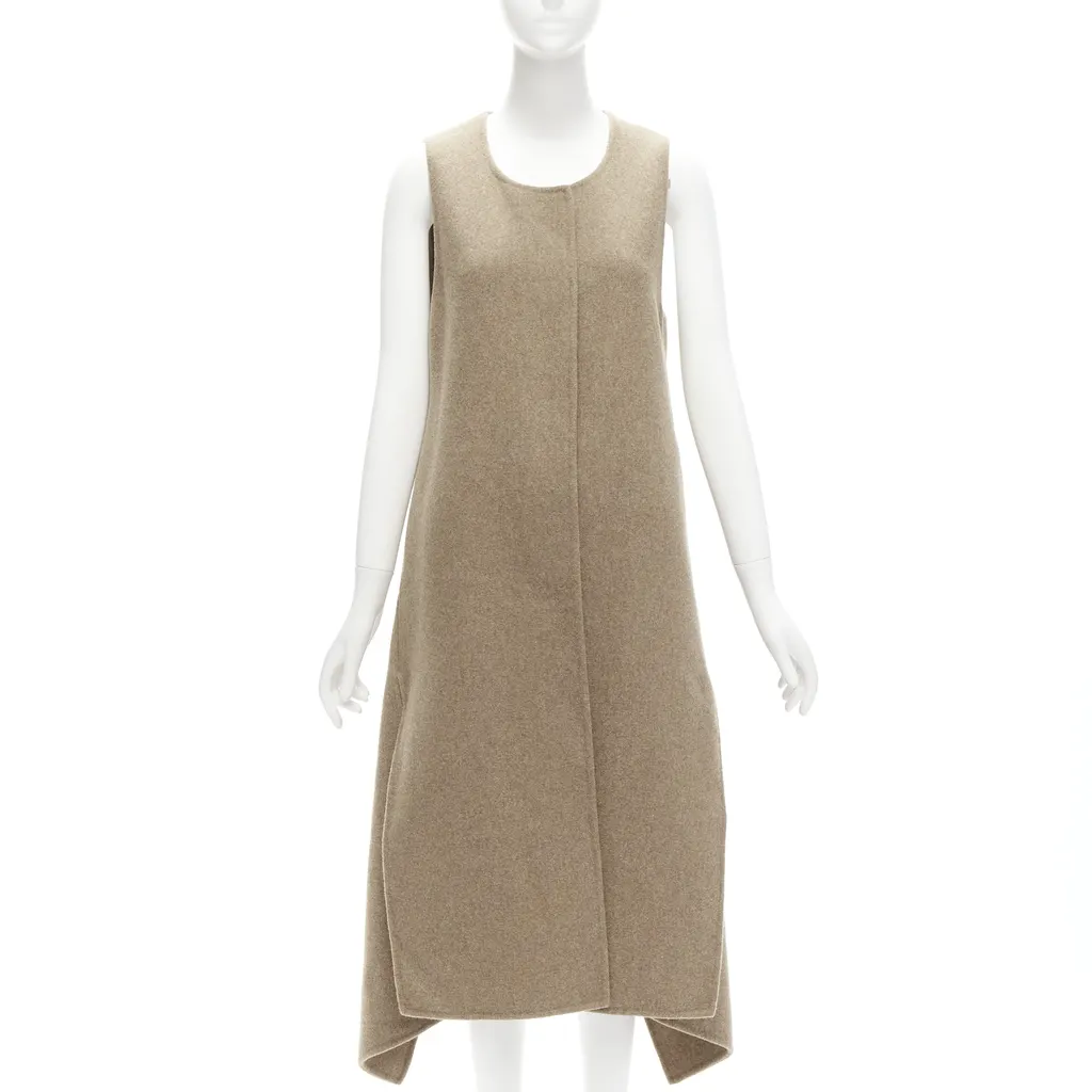 Marni Taupe High-Low Vest Coat Brown Wool Never worn - Inside View