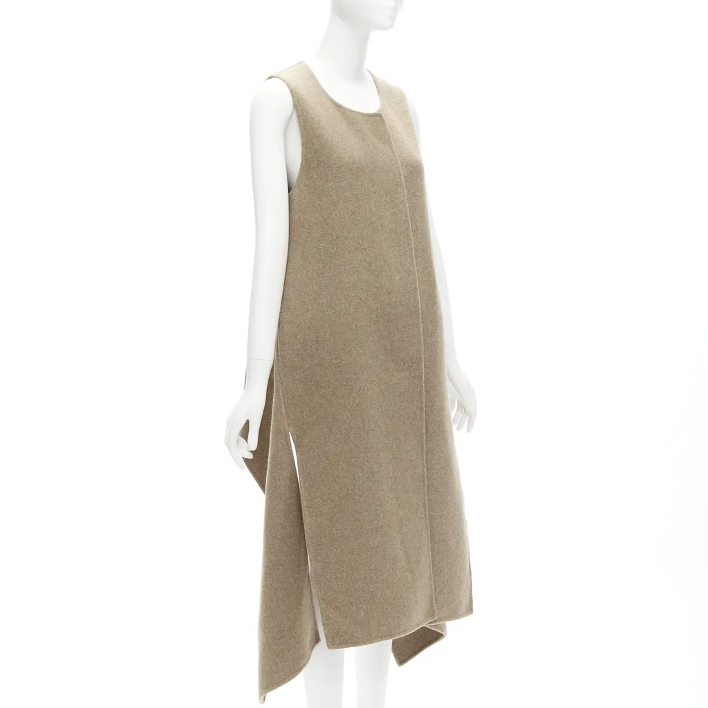 Marni Taupe High-Low Vest Coat Brown Wool Never worn - Model View