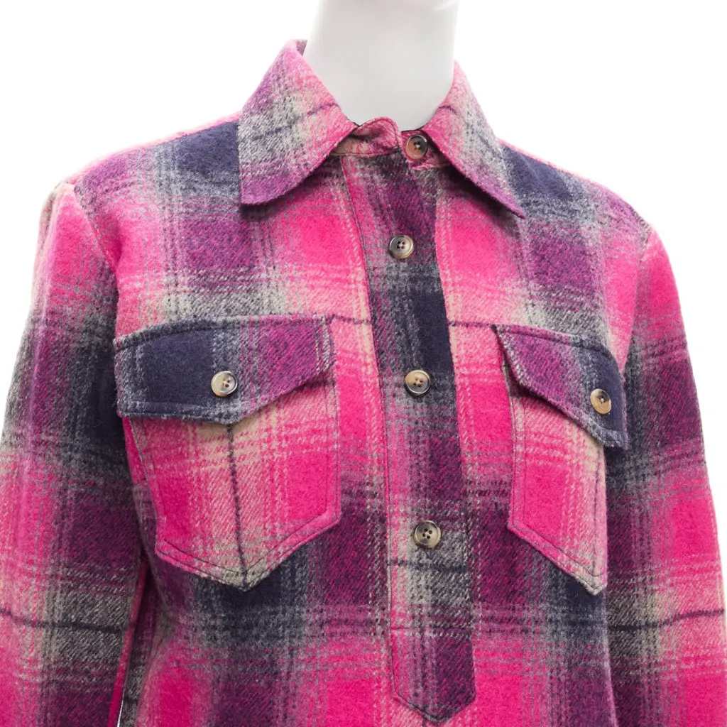 Dries Van Noten Plaid Bias Dress Pink Wool Never worn - Back View