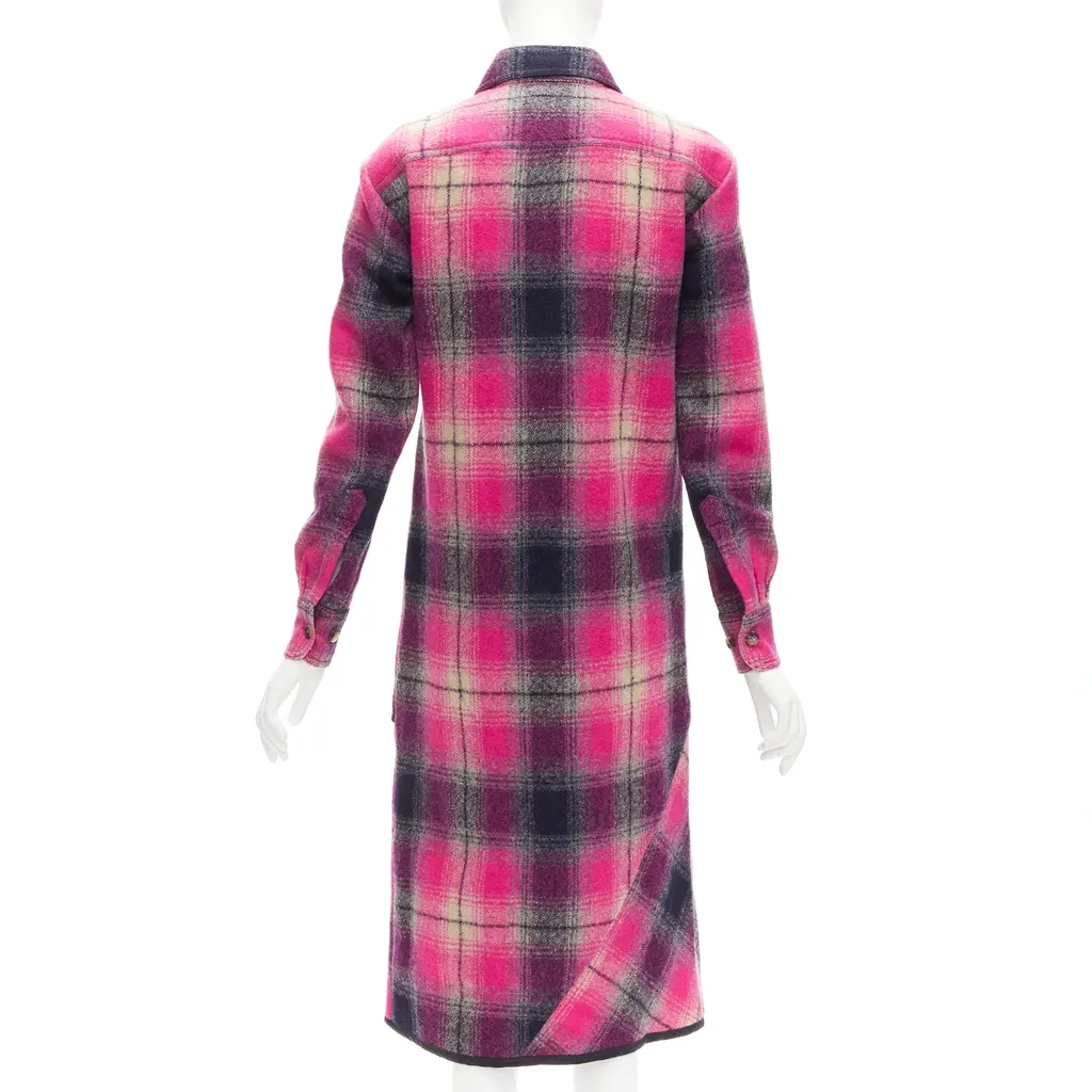 Dries Van Noten Plaid Bias Dress Pink Wool Never worn - Box View