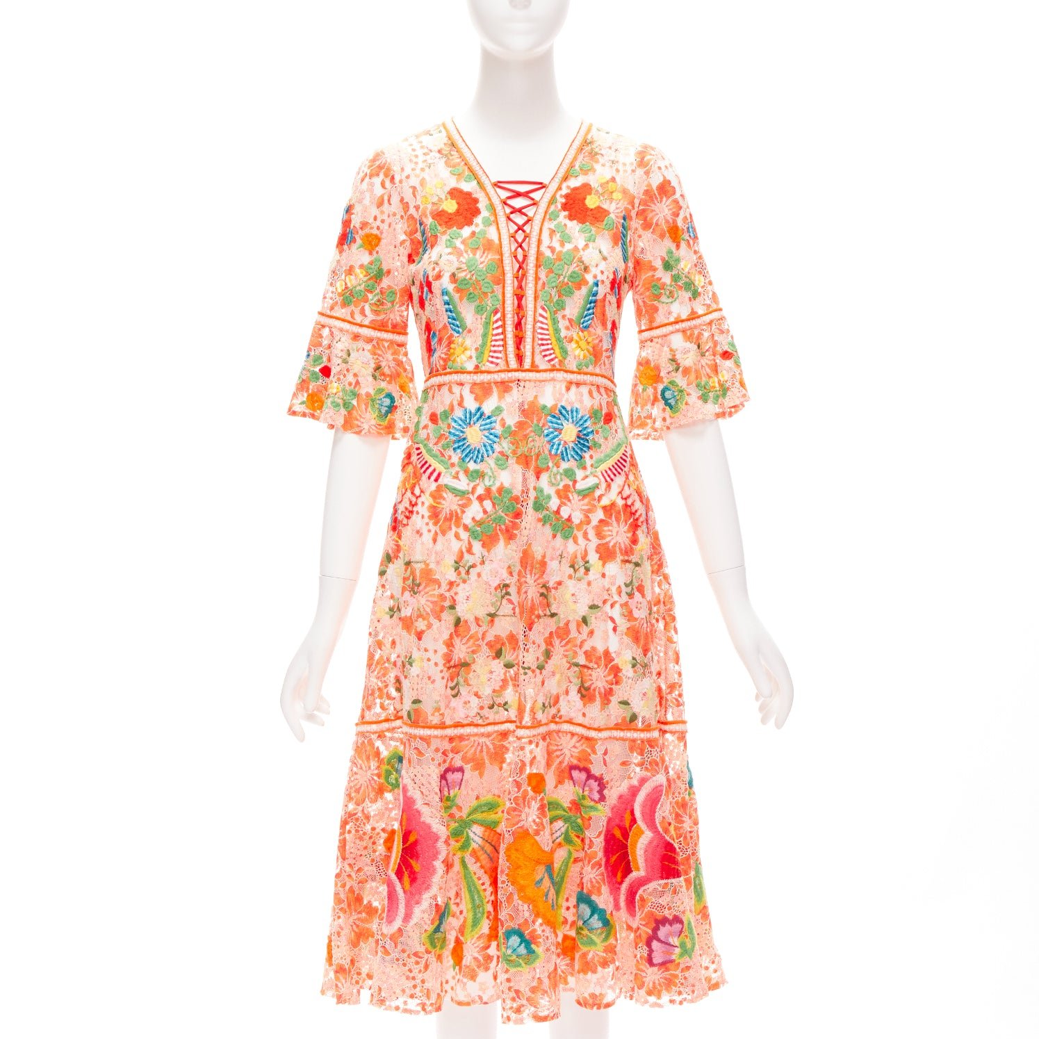 Vivienne Tam Floral Lace Midi Dress