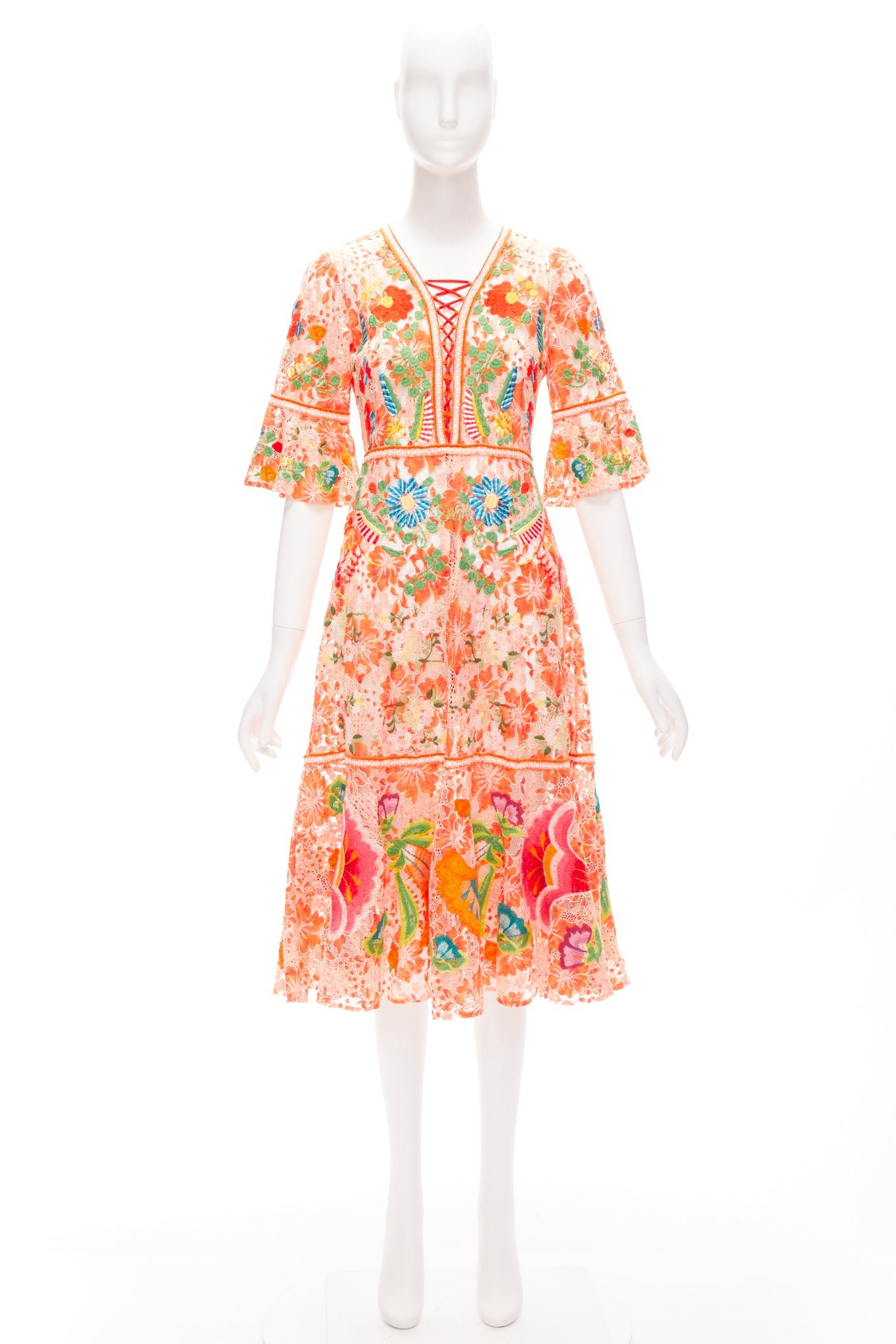 Vivienne Tam Floral Lace Midi Dress - Image 11