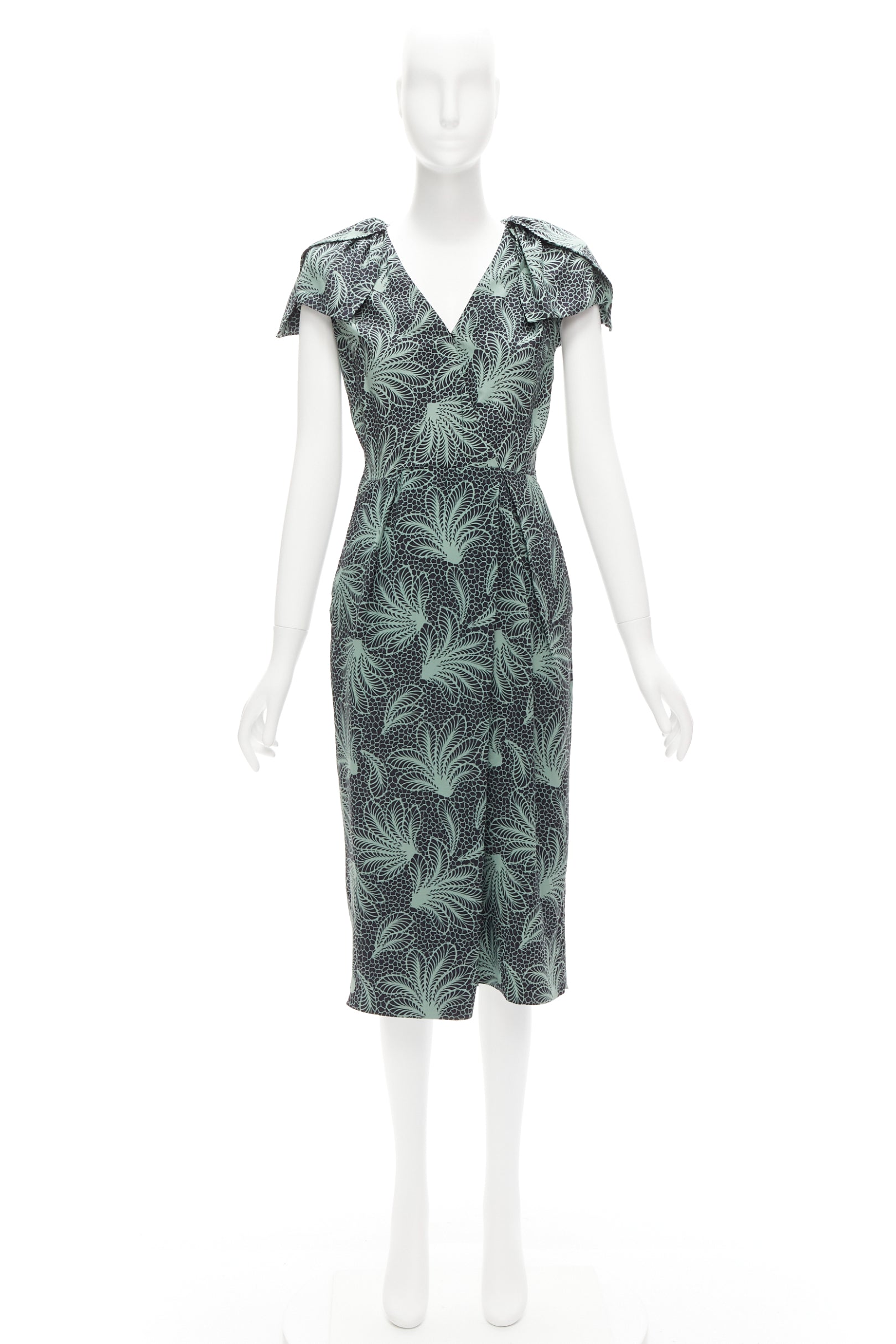 Dries Van Noten Leaf Print Midi Dress - Image 11