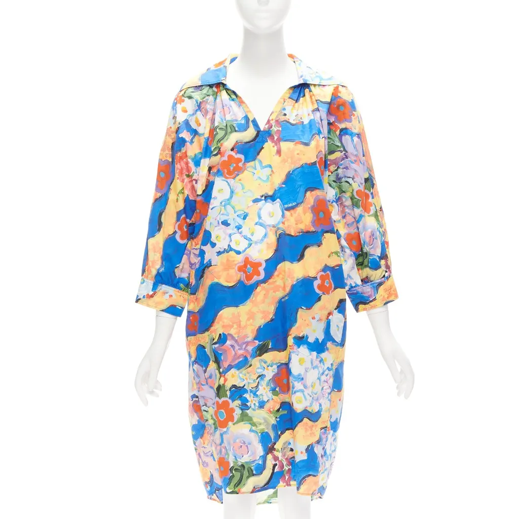 Marni Floral Batwing Dress MultiColor Cotton Never worn - Front View