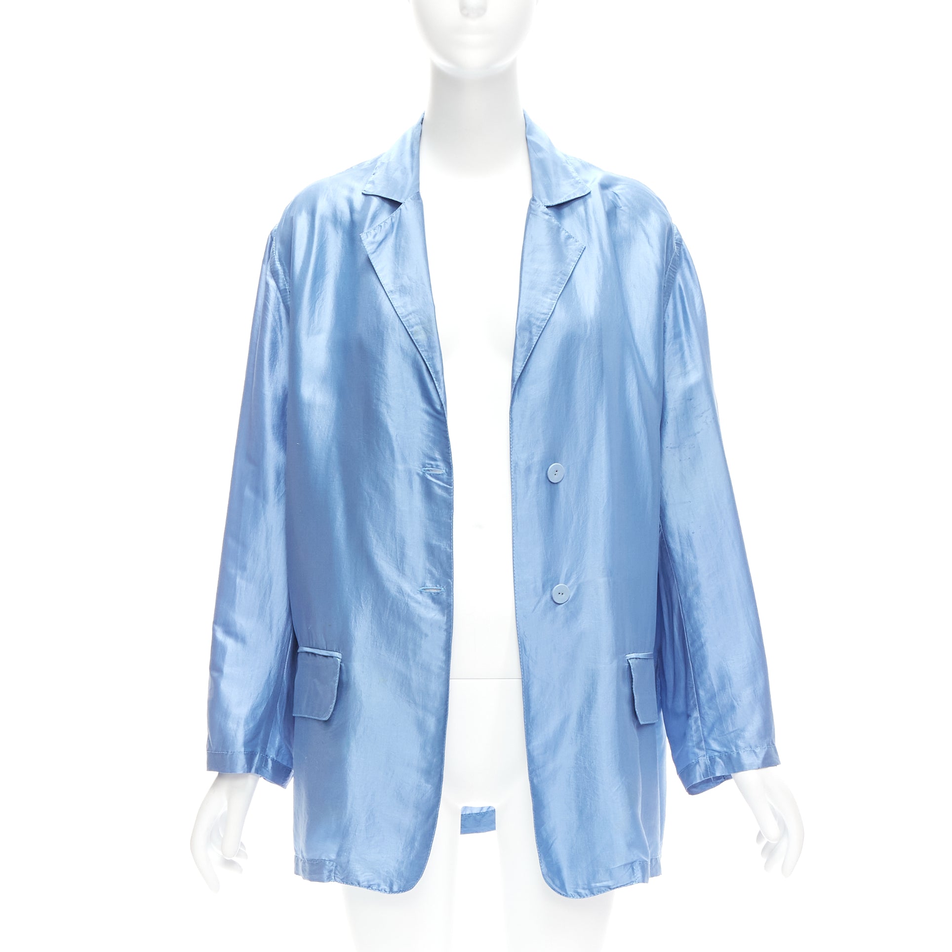 Stella Mccartney Blue Silk Flowy Jacket - Image 6