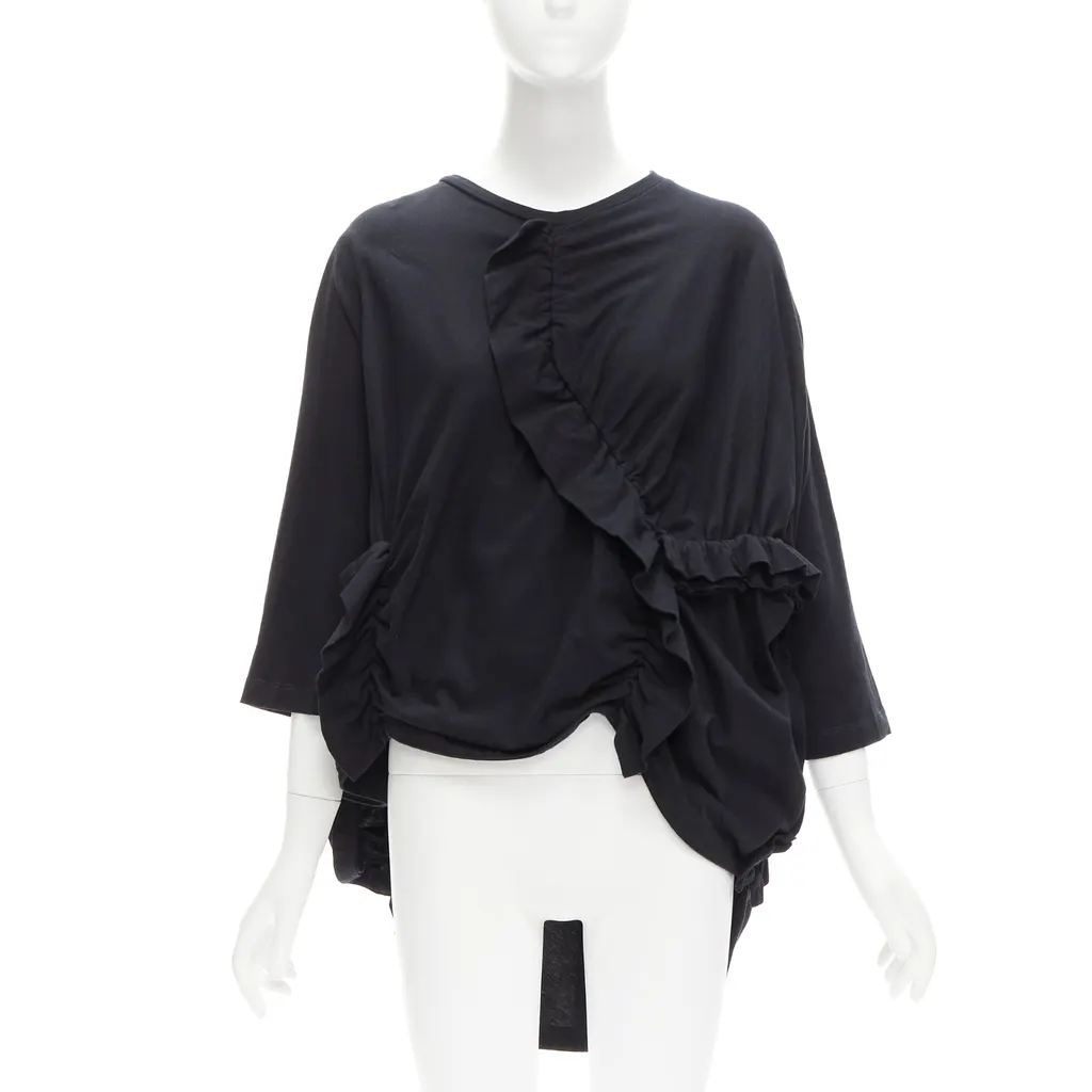 Marni Ruffle Sleeve Top Black Cotton Never worn - Front View