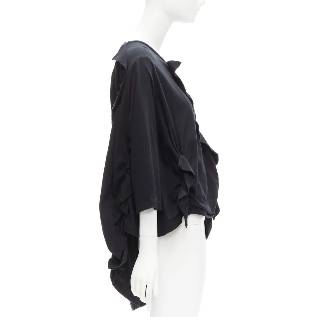 Marni Ruffle Sleeve Top Black Cotton Never worn - Model View