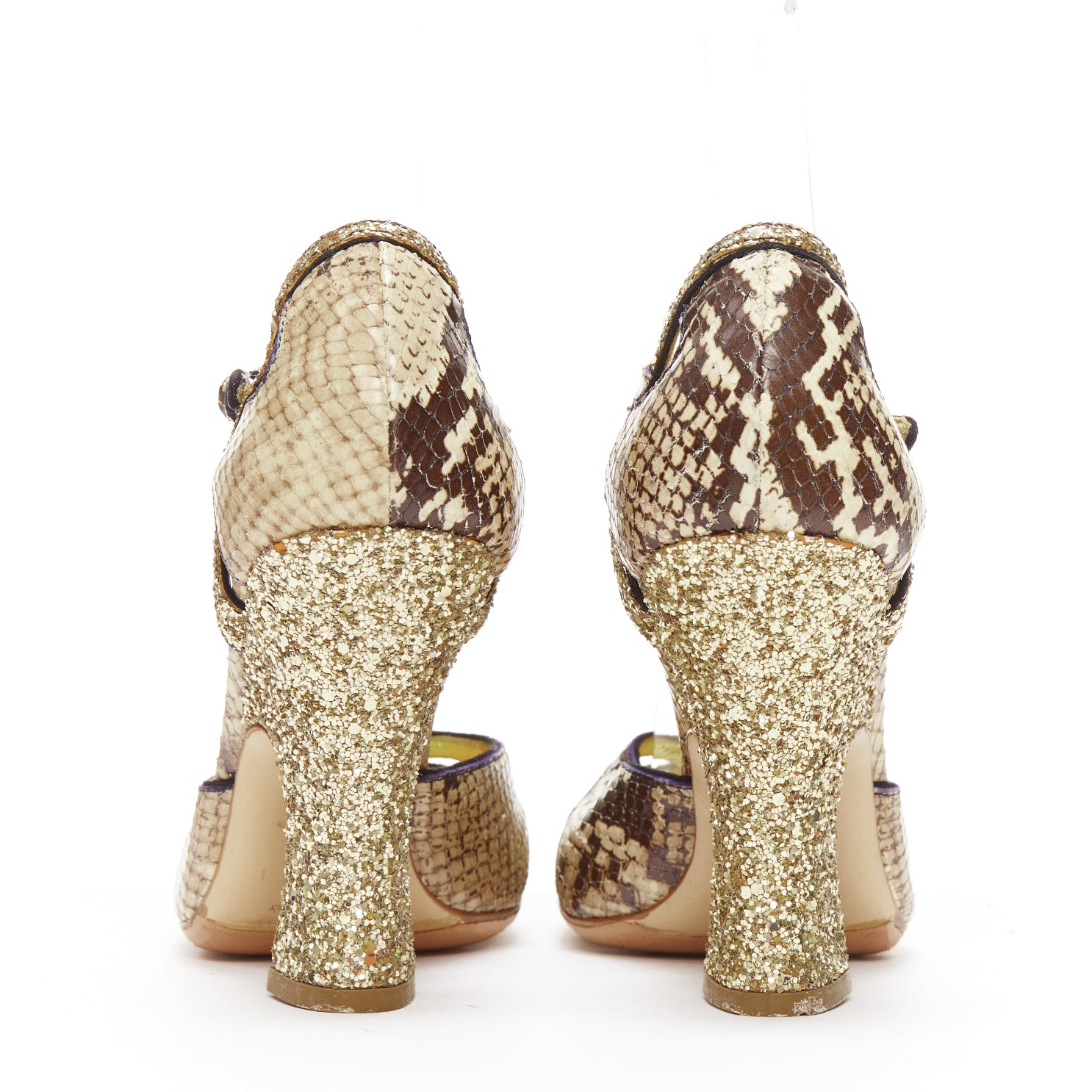 Miu Miu Snake Glitter Maryjanes - Side view