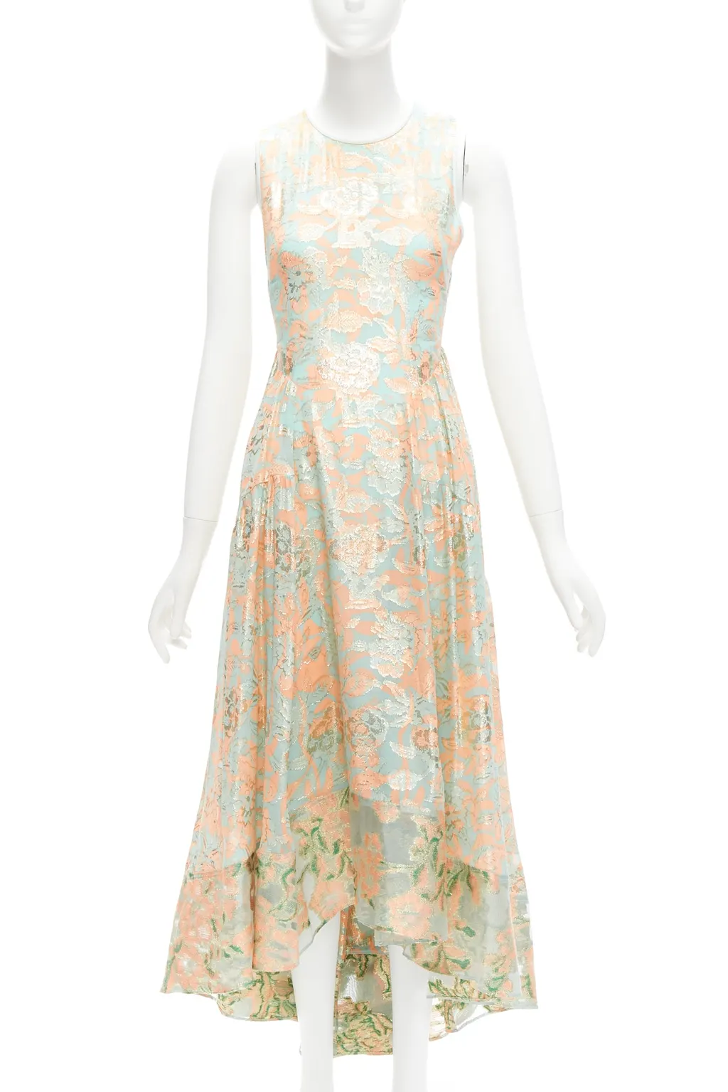 Tory Burch Metallic Lace Dress Green Silk Very good - Inside View