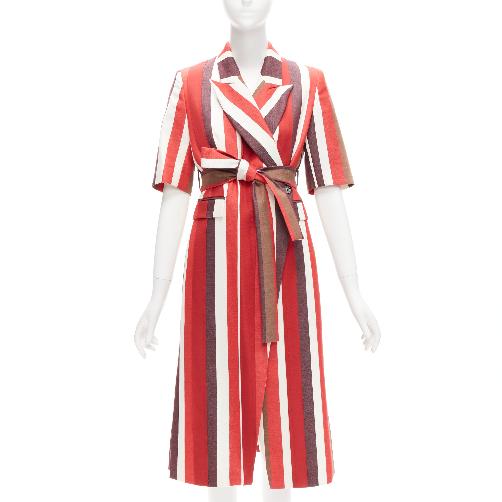 Frenken Red Graphic Stripes Coat