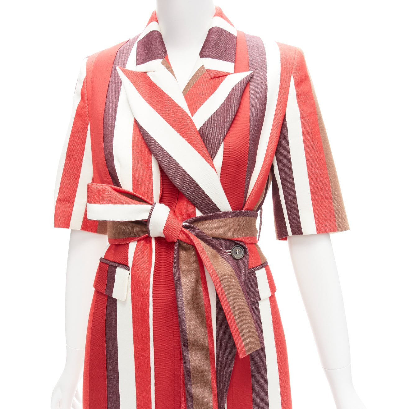 Frenken Red Graphic Stripes Coat - Back view