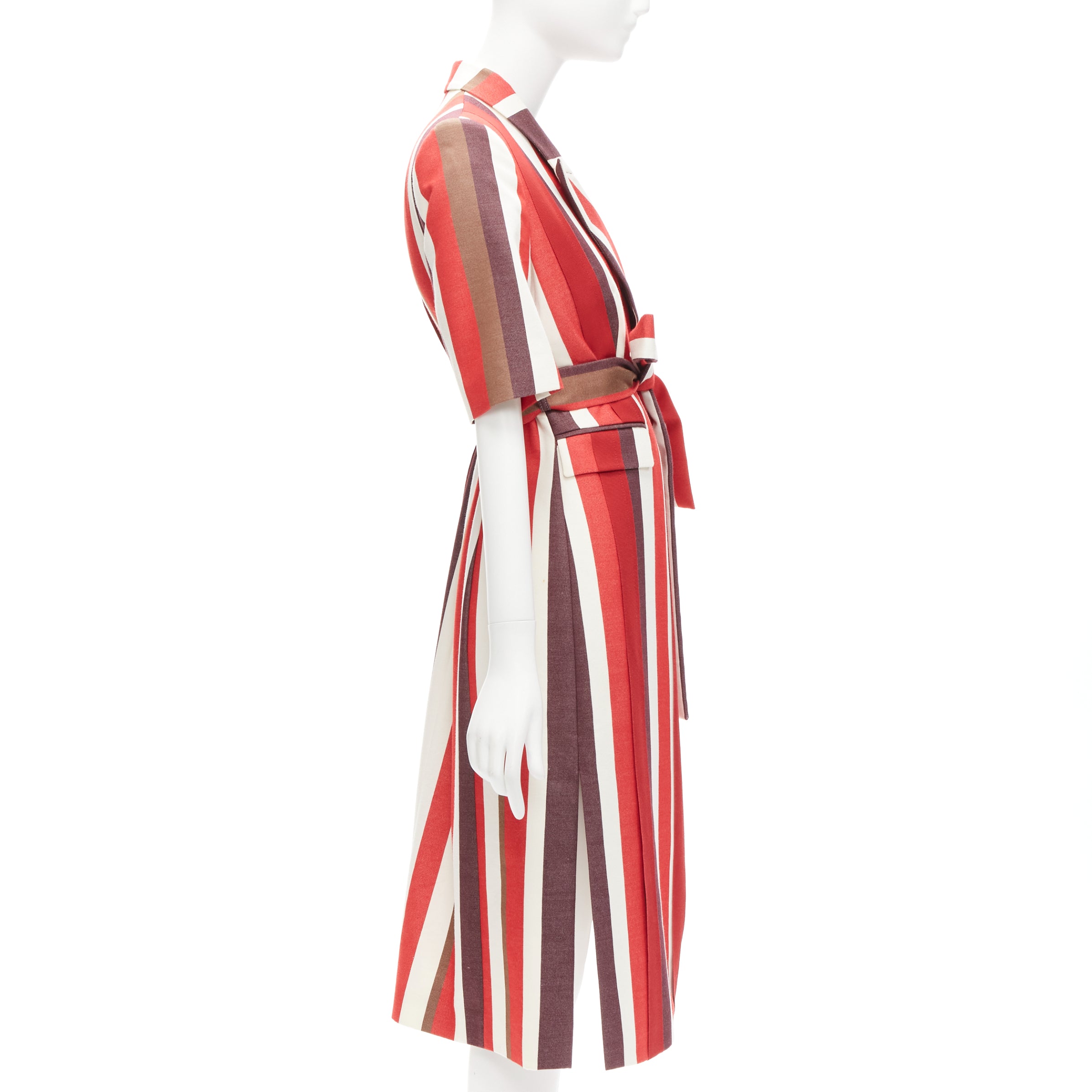 Frenken Red Graphic Stripes Coat - 4