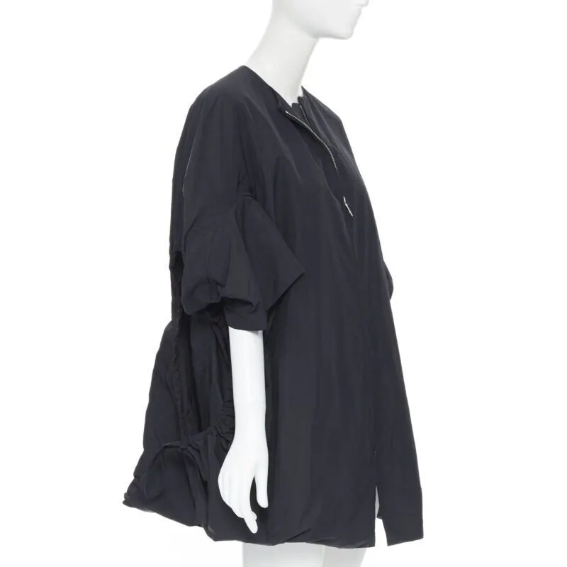 Yves Saint Laurent Black Nylon Cocoon Coat Black Polyester Very good - Front View