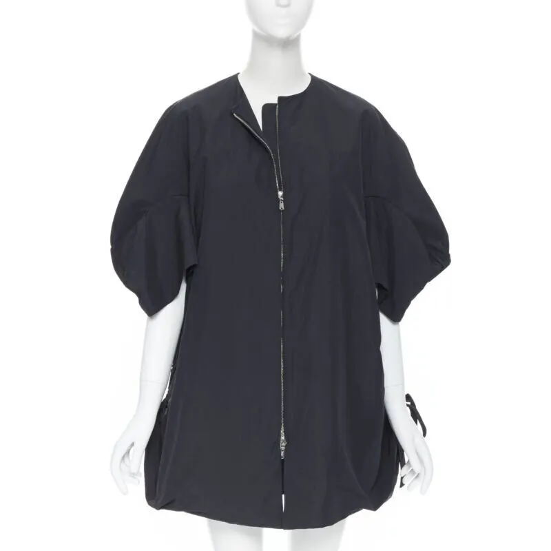 Yves Saint Laurent Black Nylon Cocoon Coat Black Polyester Very good - Model View