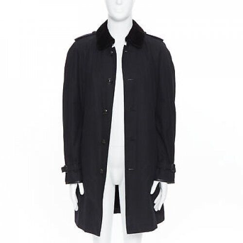 Burberry Black Fur Belted Trench