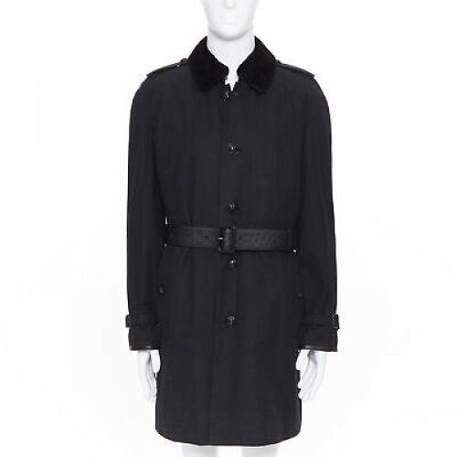 Burberry Black Fur Belted Trench - 4