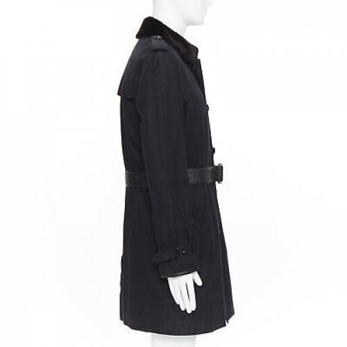 Burberry Black Fur Belted Trench - Detail 1