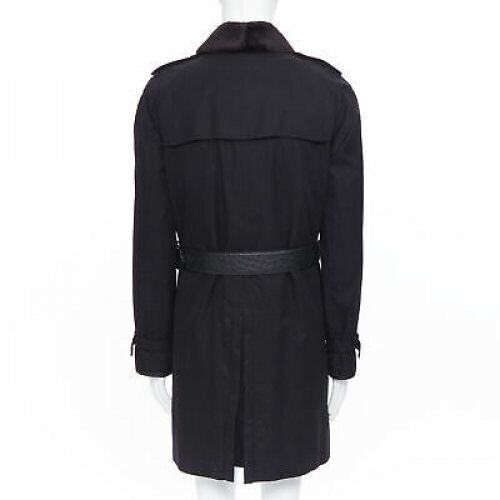 Burberry Black Fur Belted Trench - Detail 2