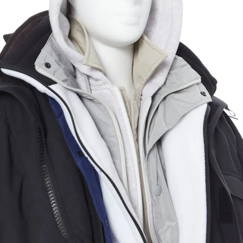 Balenciaga Pink Fur Layered Parka Black Polyamide Never worn, with tag - Back View