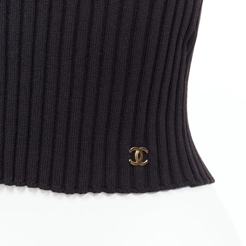 Chanel CC Logo Cropped Vest Black Polyamide Never worn - Back View