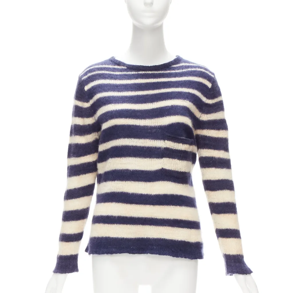 The Elder Statesman Nautical Stripe Sweater Beige Cashmere Never worn - Front View