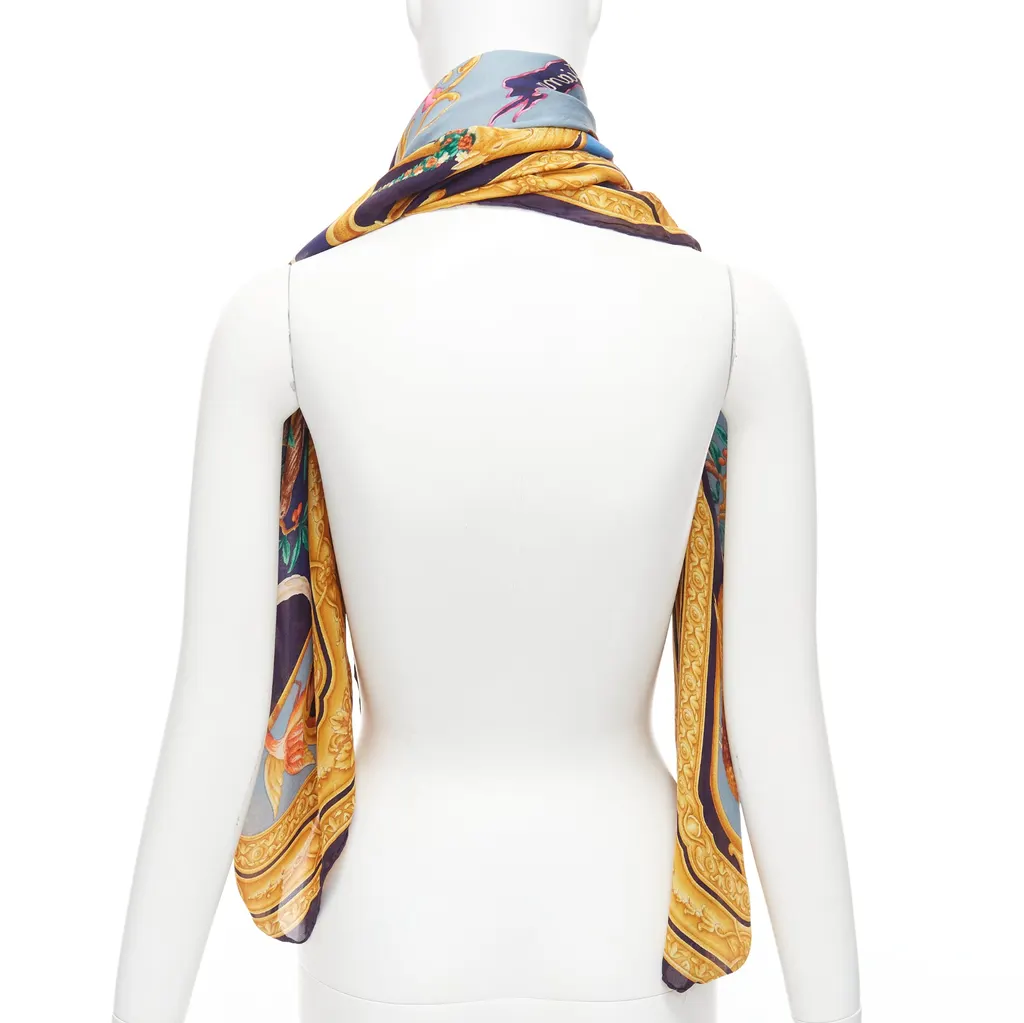 Gucci Barocco Motif Scarf MultiColor Silk Never worn - Box View