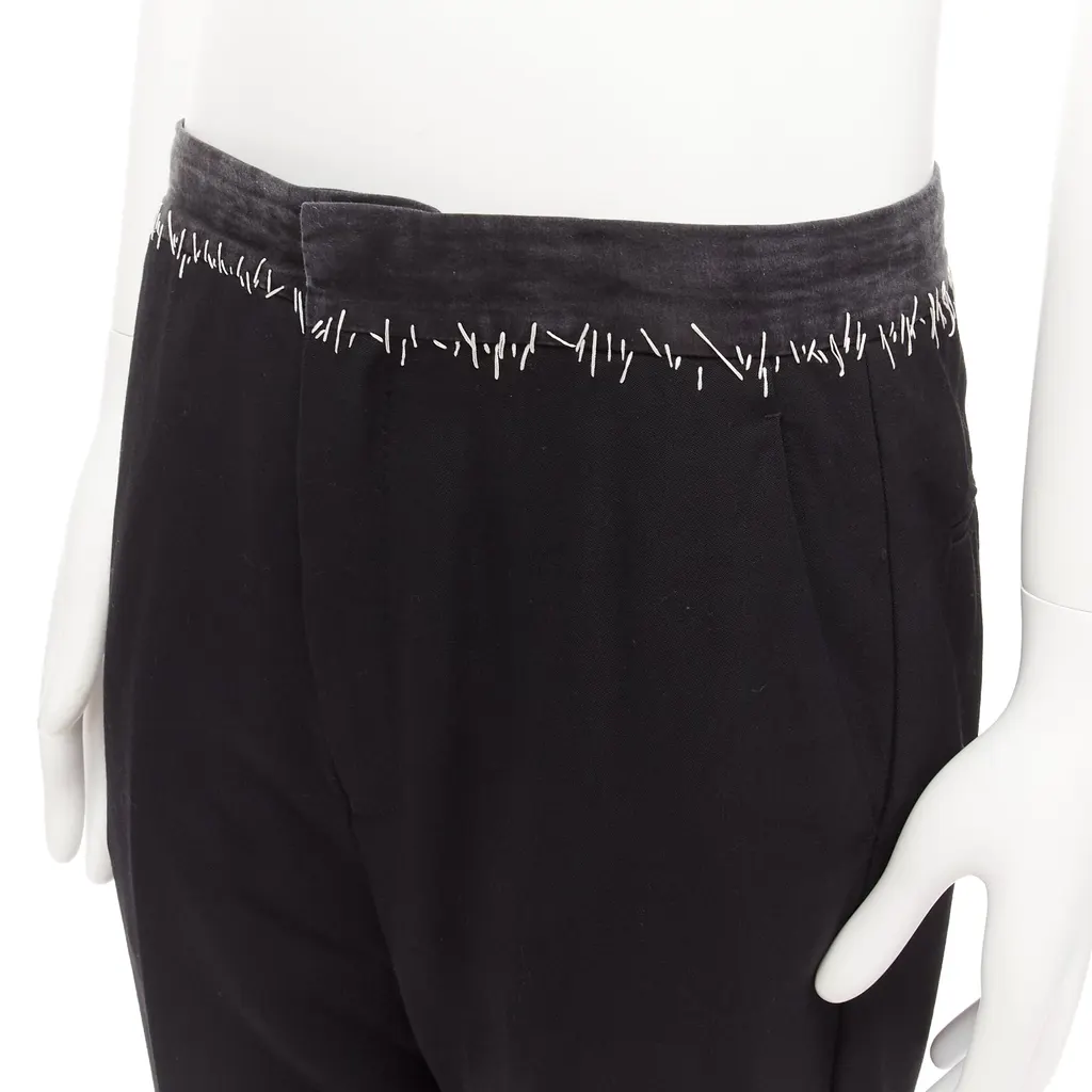 Haider Ackermann Topstitch Wool Pants Black Wool Good - Back View