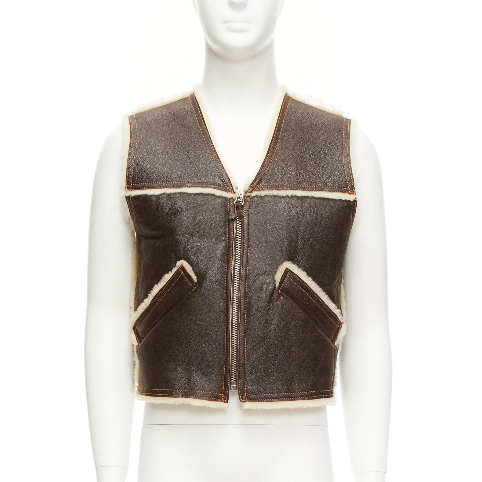 Jean Paul Gaultier Brown Shearling Vest Jacket