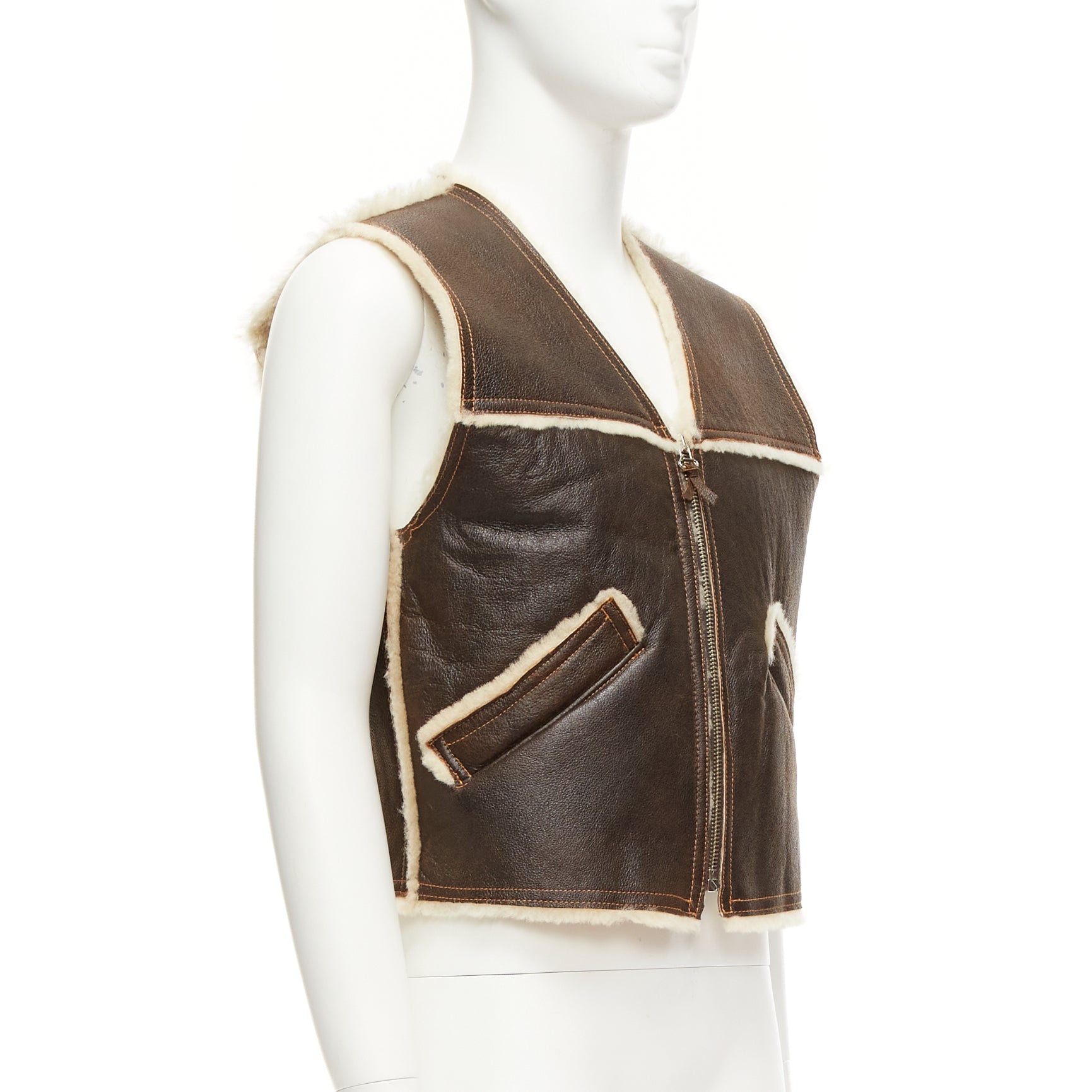 Jean Paul Gaultier Brown Shearling Vest Jacket - Image 6