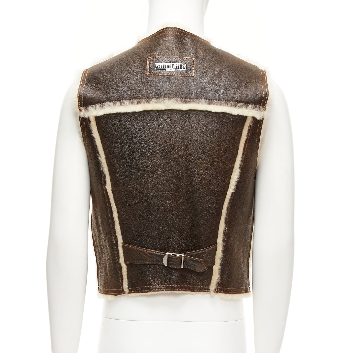 Jean Paul Gaultier Brown Shearling Vest Jacket - Side view