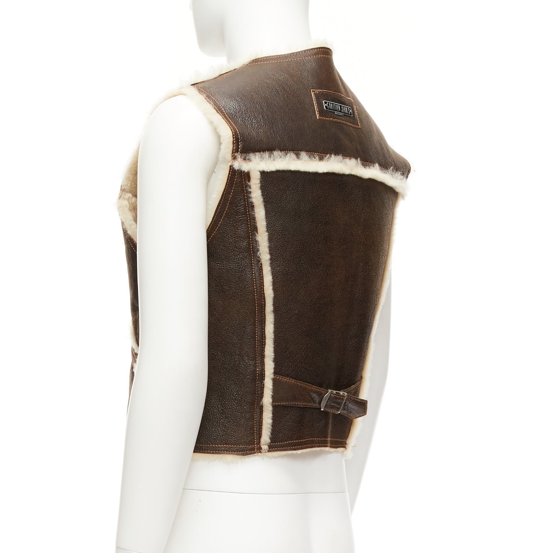 Jean Paul Gaultier Brown Shearling Vest Jacket - Detail 1