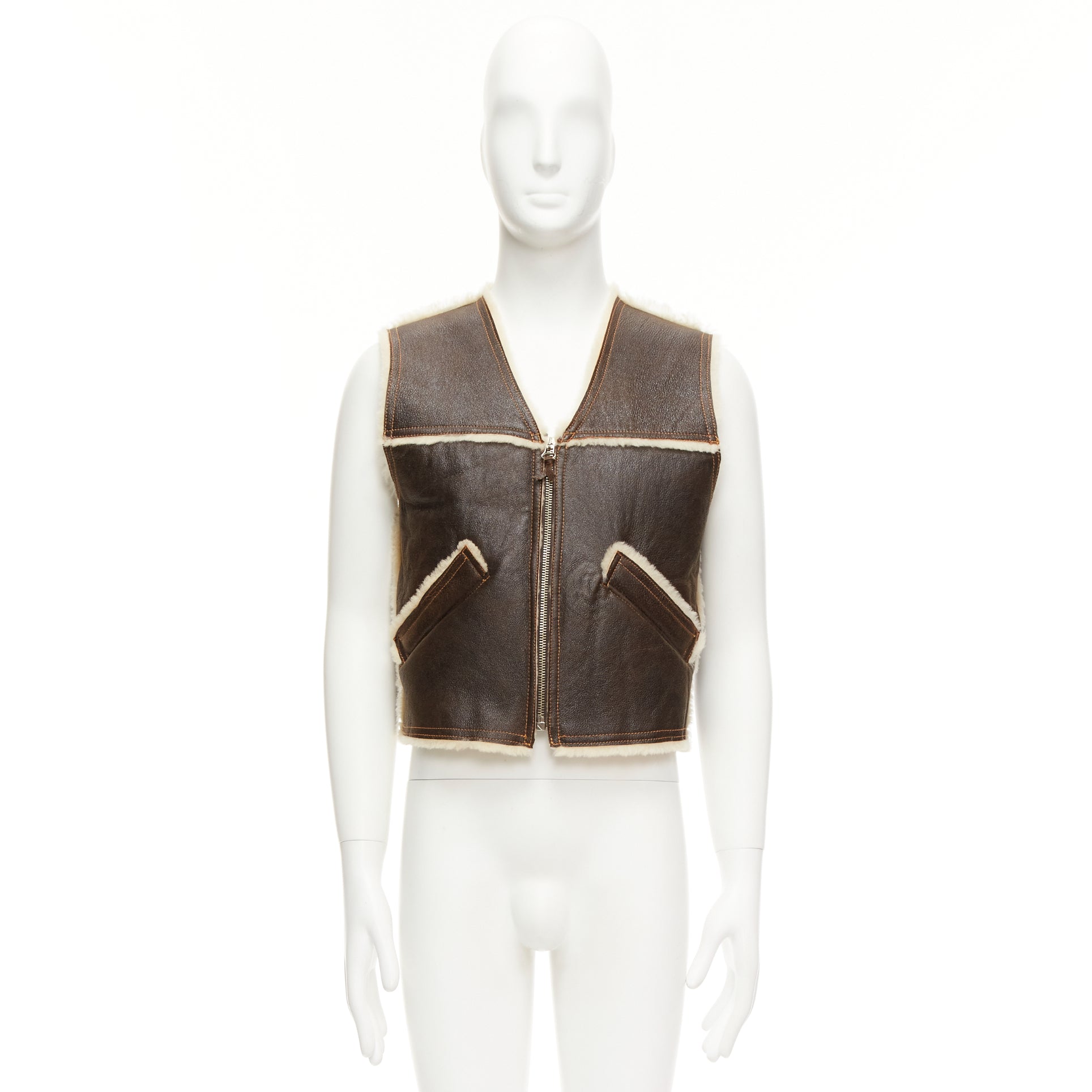 Jean Paul Gaultier Brown Shearling Vest Jacket - Image 11