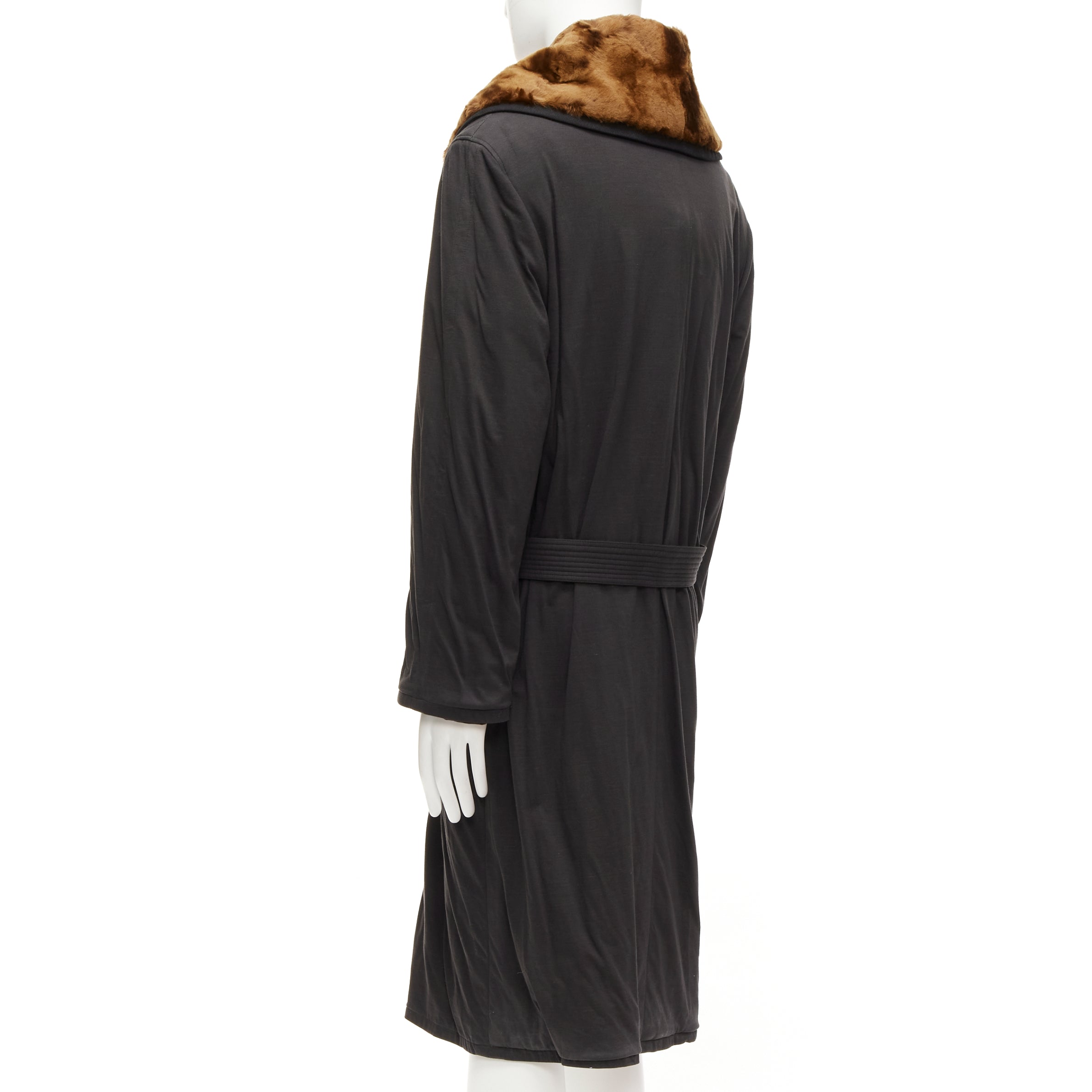 Jean Paul Gaultier Black Fur Belted Coat - Detail 2