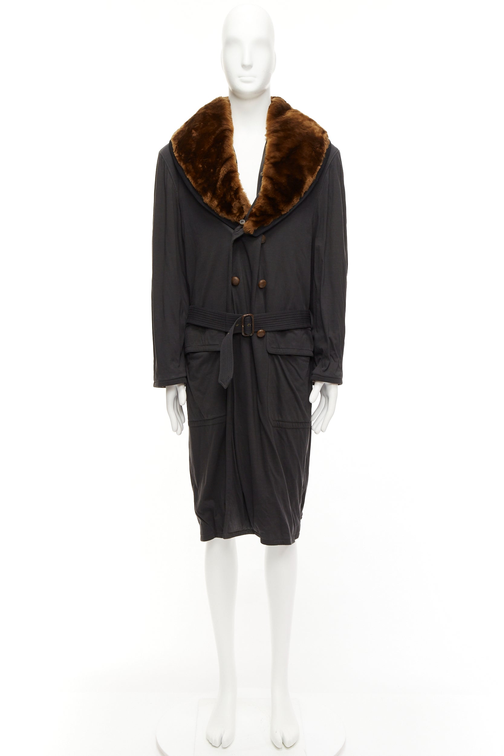 Jean Paul Gaultier Black Fur Belted Coat - Image 12